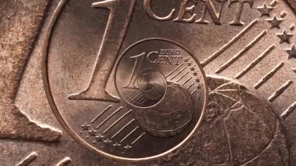 无缝隙1欧元硬币螺旋放大环 — 图库视频影像