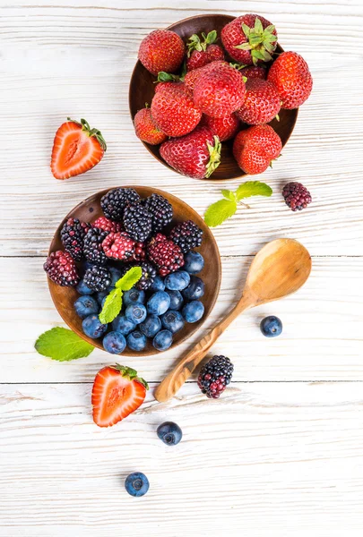 Bunch of wild berries and mint — Stock Photo, Image