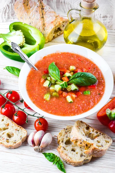 Zupy pomidorowe gazpacho — Zdjęcie stockowe