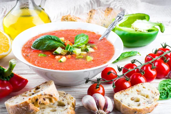 Zupy pomidorowe gazpacho — Zdjęcie stockowe