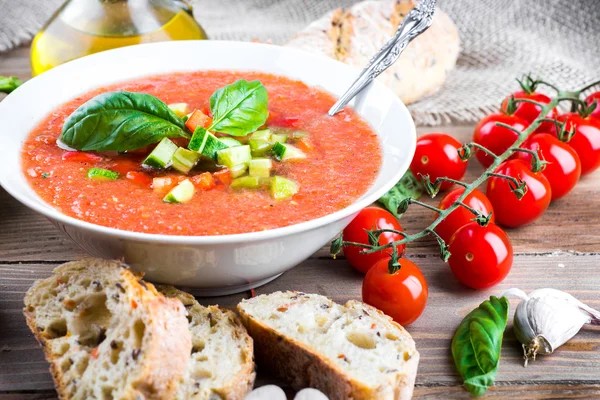 Zupy pomidorowe gazpacho — Zdjęcie stockowe