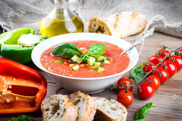 Zupy pomidorowe gazpacho — Zdjęcie stockowe