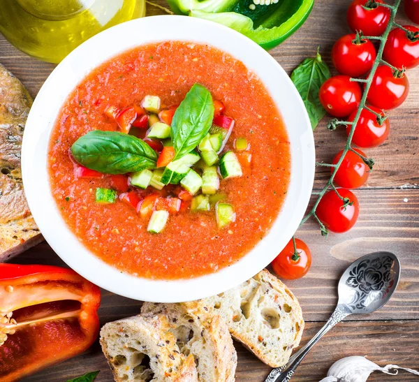Zupy pomidorowe gazpacho — Zdjęcie stockowe