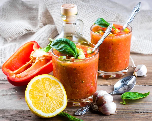 Sopa de gaspacho de tomate — Fotografia de Stock