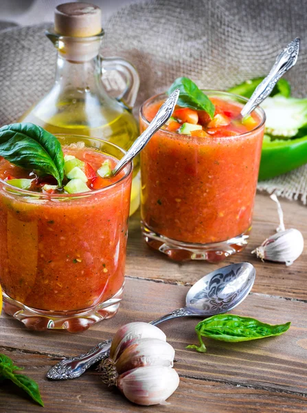 Sopa de gaspacho de tomate — Fotografia de Stock