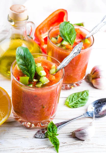 Zupy pomidorowe gazpacho — Zdjęcie stockowe