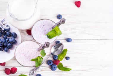 milkshake böğürtlen, ahududu ve nane ile