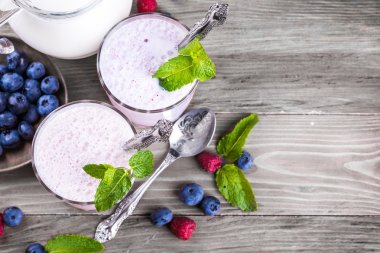 milkshake böğürtlen, ahududu ve nane ile