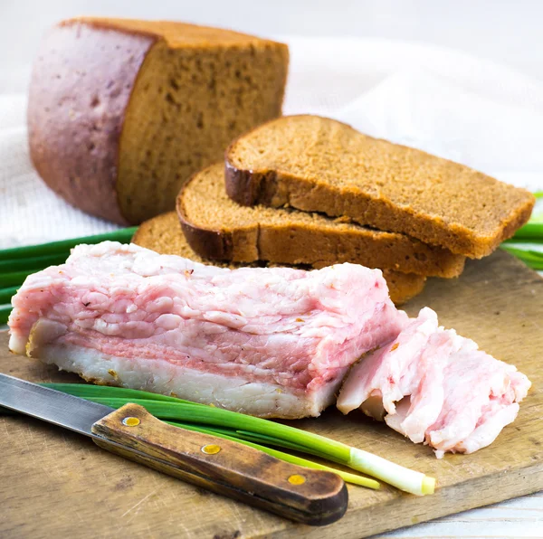 Bacon with onion and garlic — Stock Image Bacon with onion and garlic Royalty Free Stock Photos