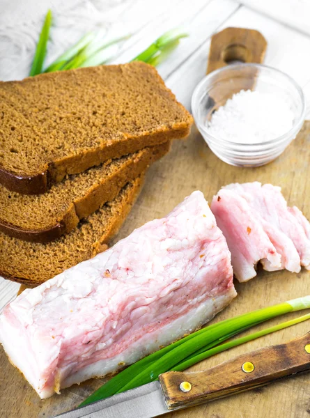 Bacon with onion and garlic — Stock Image Bacon with onion and garlic Royalty Free Stock Photos