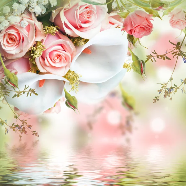 Bouquet pour la mariée de roses jaunes — Photo