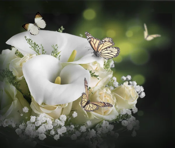 Piękne kwiaty i motyle — Zdjęcie stockowe