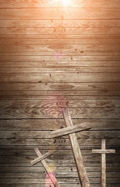 Stare drewniane krzyże — Zdjęcie stockowe