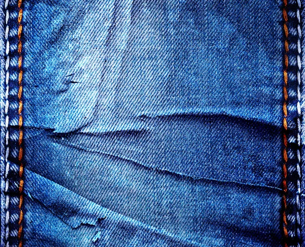 Blue denim seams — Stock Photo, Image
