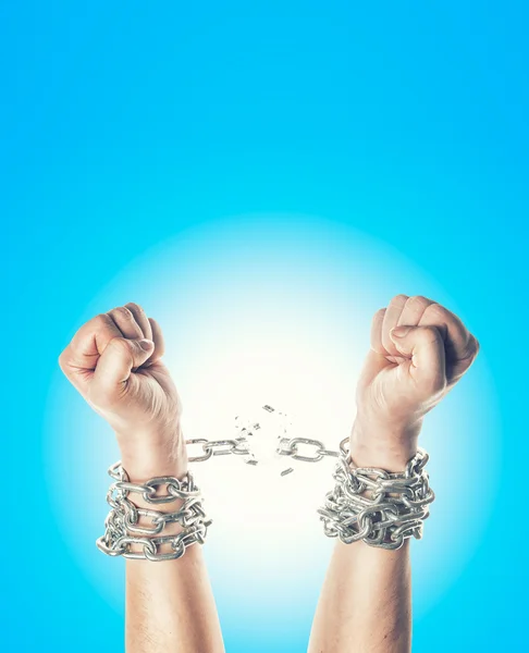 Male hands in chains — Stock Photo, Image