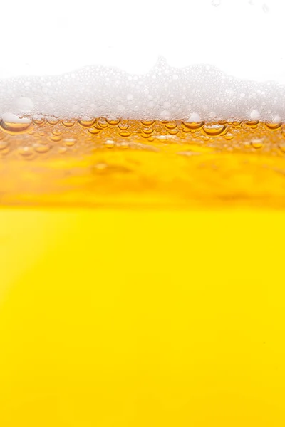 Beer bubbles in mug — Stock Photo, Image