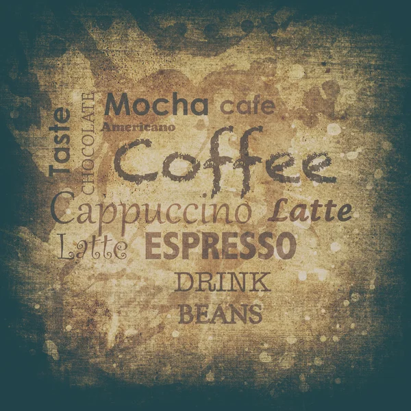 Coffee text on a grunge background — Stock Photo, Image