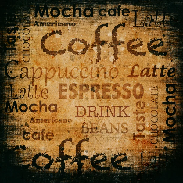 Coffee text on a grunge background — Stock Photo, Image