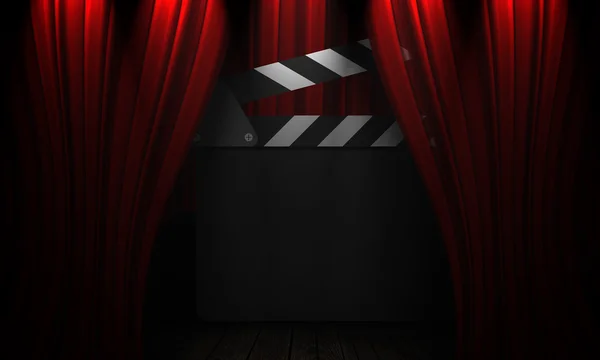 빨간색에 영화 clapperboard — 스톡 사진