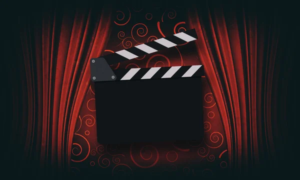 Movie clapperboard on a red — Stock Photo, Image