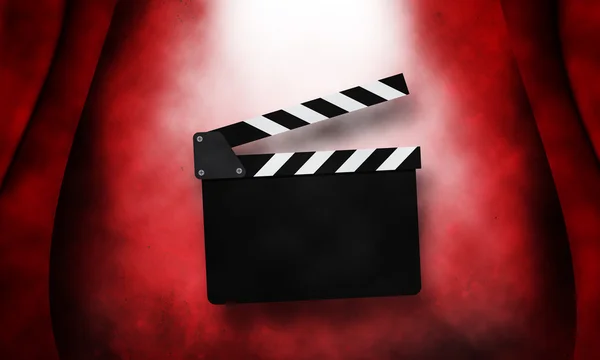 Film clapperboard pada merah — Stok Foto
