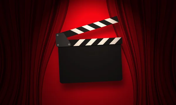 Movie clapperboard on a red — Stock Photo, Image