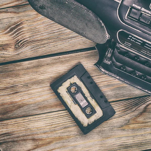 Old cassette tape and player — Stock Photo, Image