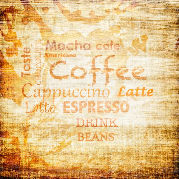 Coffee text on a grunge background — Stock Photo, Image