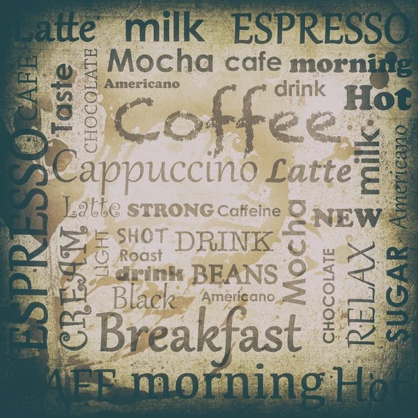 Texto de café sobre un fondo grunge — Foto de Stock