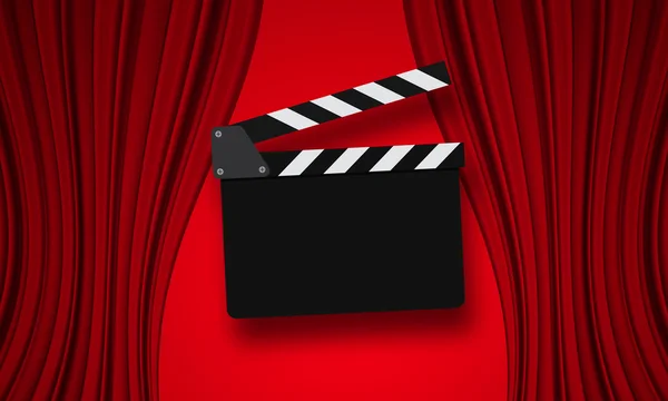 Movie clapperboard on a red — Stock Photo, Image