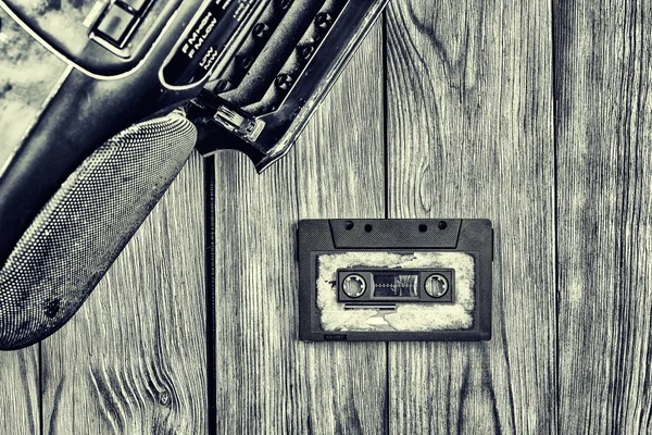 Old cassette tape and player — Stock Photo, Image