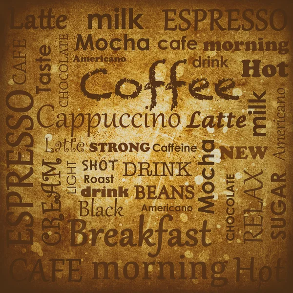 Coffee text on a grunge background — Stock Photo, Image