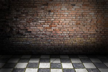satranç ve tuğla duvar iç