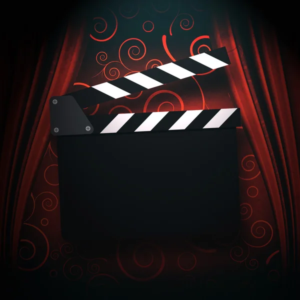 Movie clapperboard and curtains — Stock Photo, Image