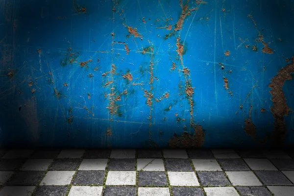 Schaken blauw cement interieur — Stockfoto