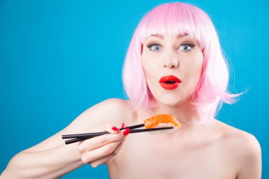 güzel kız suşi yemek 