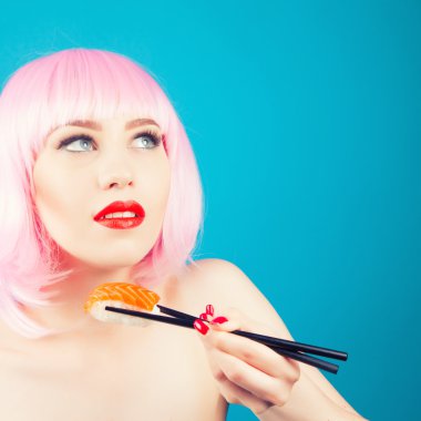 güzel kız suşi yemek 