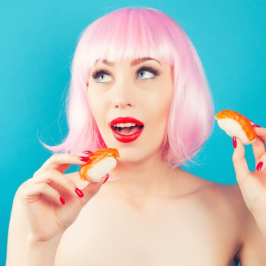 güzel kız suşi yemek 