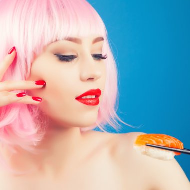 güzel kız suşi yemek 