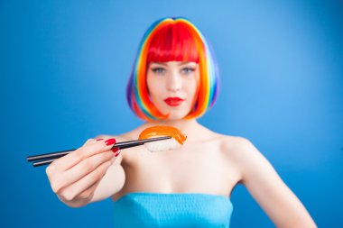 güzel kız suşi yemek 