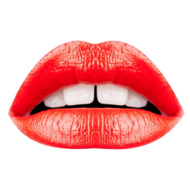 Güzel seksi tombul kadın dudaklar closeup