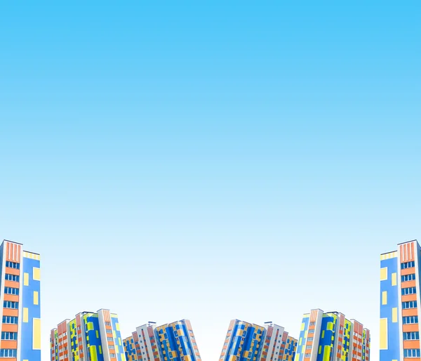 Edifícios de cor com um céu azul — Fotografia de Stock
