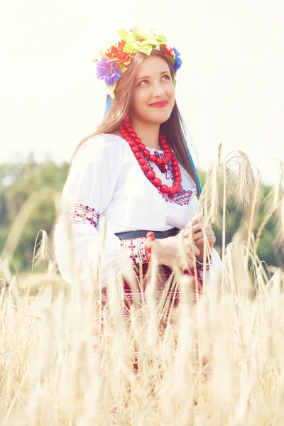 Beautiful young woman wearing national ukrainian — Stock Photo, Image