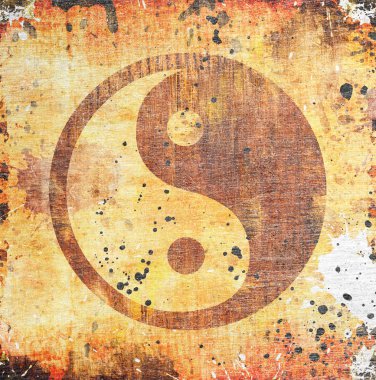 yin yang sembolü grunge 