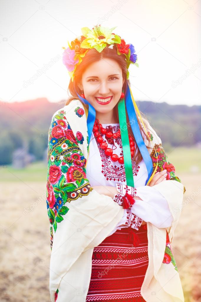 Woman wearing national ukrainian clothes