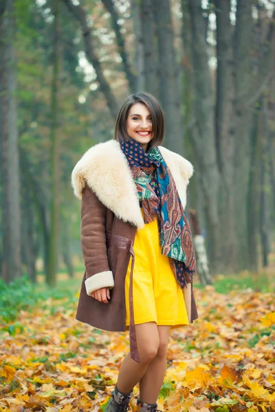 Mulher posando no parque de outono — Fotografia de Stock