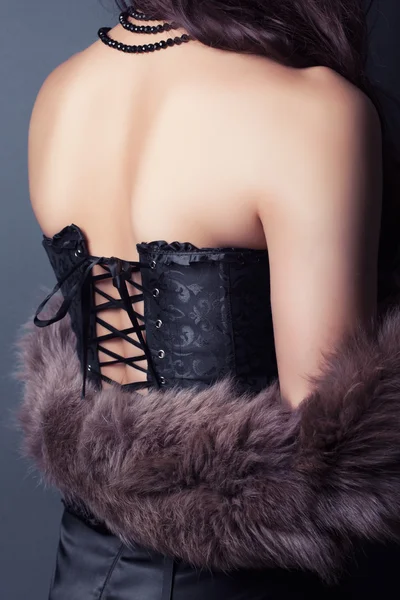 Donna che indossa corsetto — Foto Stock