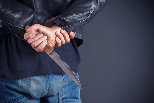 Man hands with knife — Stock Photo, Image