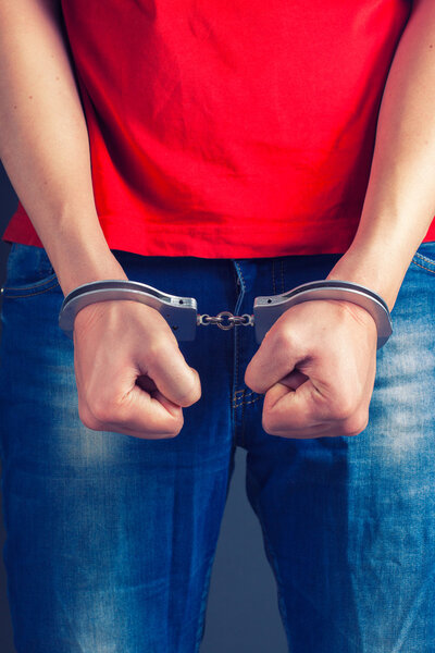 Male hands in handcuffs
