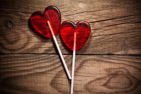 Red lollipop hearts — Stock Photo, Image